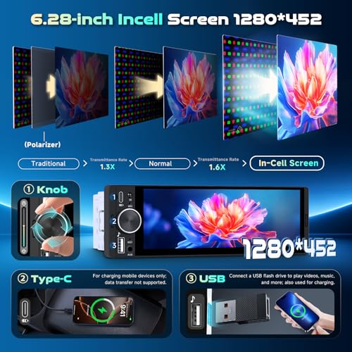 METEESER Single DIN Wireless Car Stereo with Wireless CarPlay & Android Auto, 6.9” in-Cell IPS Touchscreen, Bluetooth 5.2 Hands-Free, FM Radio, Steering Wheel Control, Backup Camera Included - Image 2