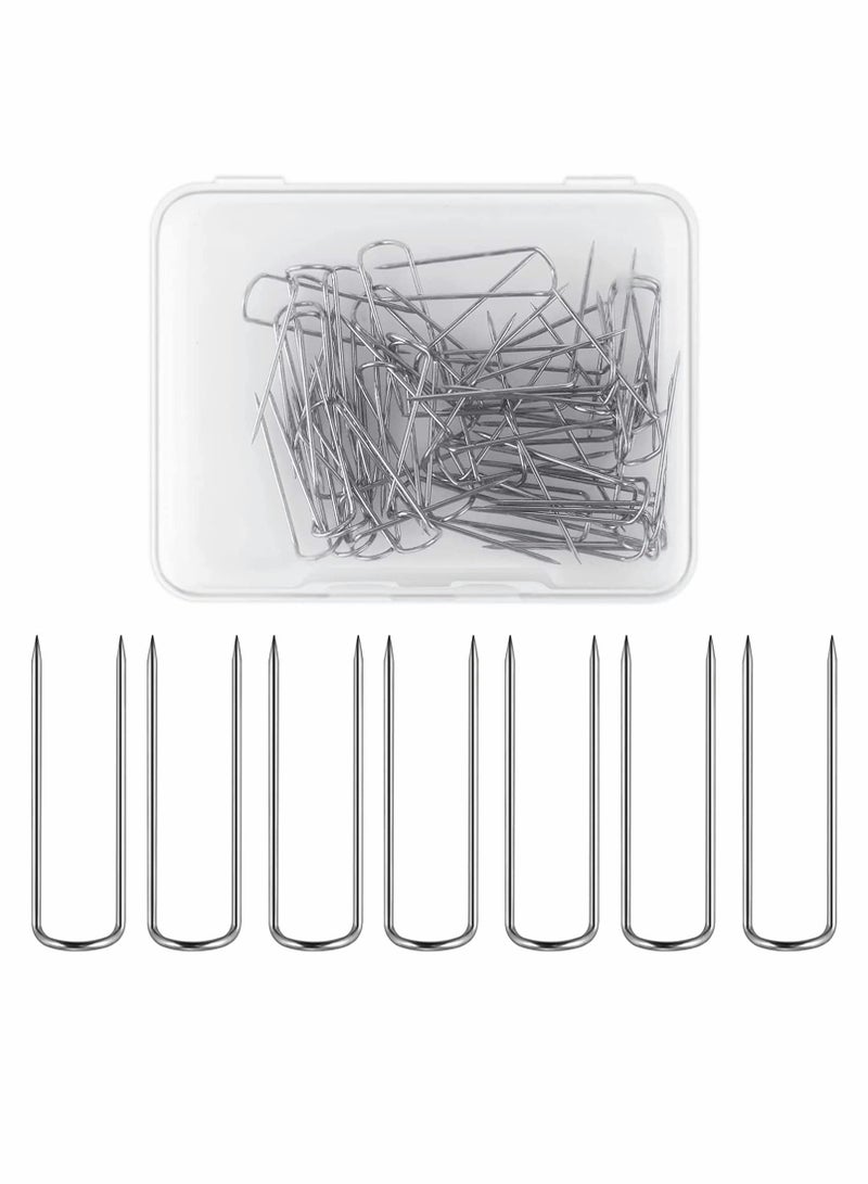 KASTWAVE Sewing U-Pins, 50 Pcs Metal U Pins Needlecrafts Pins Double Blocking Pins Multipurpose Straight Pins for DIY Sewing Jewelry Craft Making Fabric Decor (0.91 Inch/0.5cm) - Image 1