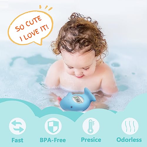 IOG Baby Bath Tub Thermometer - Bathtub Water Thermometer with Room Temperature - Safety Floating Whale Bathtub Toy - New Upgraded Mute Flashing Alert, Gift for Mom Newborn Infant - Image 4