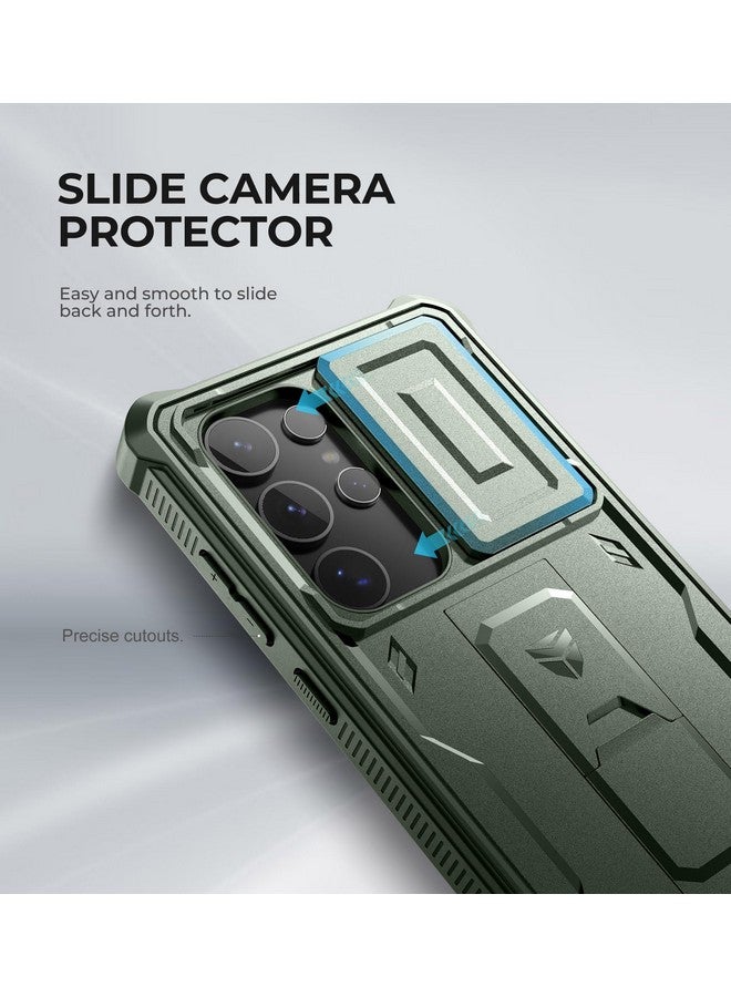 Dexnor Dexnor for Samsung Galaxy S24 Ultra Case with Built-in Slide Camera Cover & Screen Protector & Kickstand,Shockproof Rugged Case Full-Body Bumper Protective Cover for Galaxy S24 Ultra (2024),Army Green  - Image 2