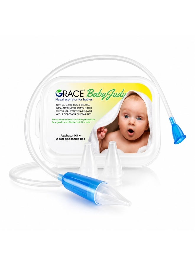 Grace Medical Baby Judy Nazal Aspirator for Babies Aspirator kit + 3 Soft disposable Tips. - Image 1