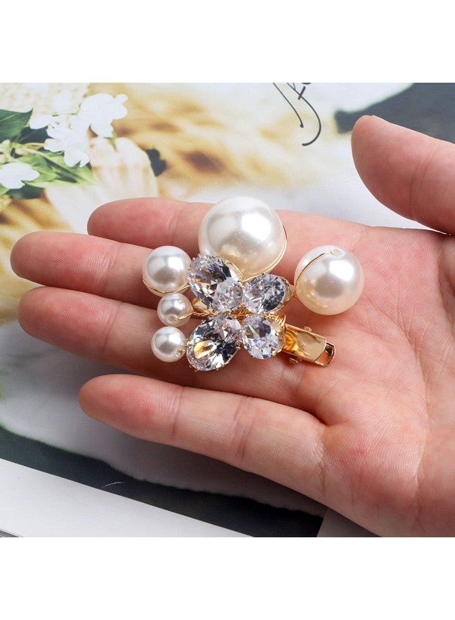 Sppry Small Sparkly Pearl Rhinestone Hair Clips Butterfly Hair Accessories For Bridal Women Girls In Wedding Prom Party Set Of 5 Pcs (Gold) - Image 4