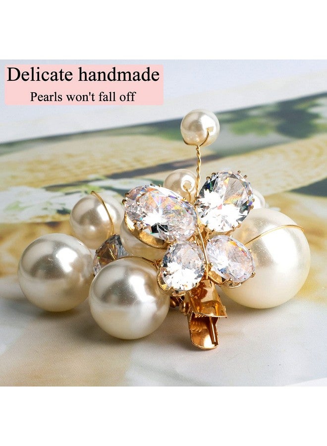 Sppry Small Sparkly Pearl Rhinestone Hair Clips Butterfly Hair Accessories For Bridal Women Girls In Wedding Prom Party Set Of 5 Pcs (Gold) - Image 5