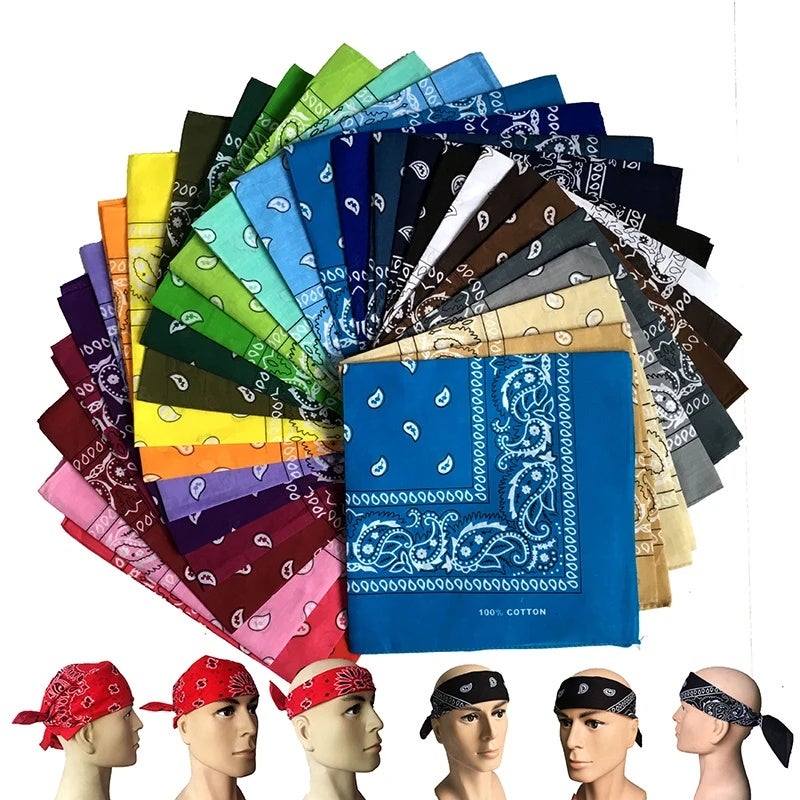 إندية قطنية مربعة بنقشة بيزلي - مقاس 55×55 سم وشاح رأس متعدد الاستخدامات لركوب الدراجات والأنشطة الخارجية - Image 1