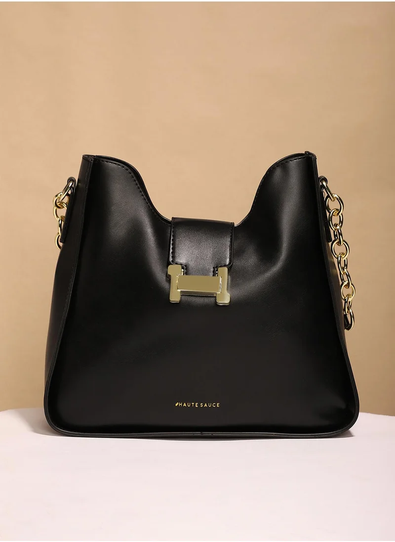 Haute Sauce The Monogram Shoulder Bag - Midnight Black