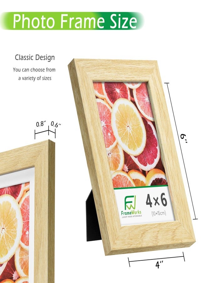 FrameWorks إطار صور FrameWorks، قطعتان، مقاس 4×6، من خشب البلوط الطبيعي - إطار صور خشبي كلاسيكي مع زجاج مقسّى، لمسة نهائية غير لامعة عصرية للمطبوعات والملصقات والشهادات وديكورات الحائط - جاهز للعرض - Image 2