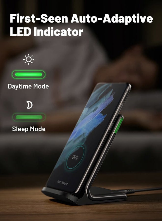 INIU Wireless Charger, [2 Pack] 15W Qi-Certified Fast Wireless Charging Stand with Sleep-Friendly Adaptive Light Compatible with iPhone 12 11 Pro XR XS X Plus Samsung Galaxy S20 Note 20 10 Google etc - Image 4