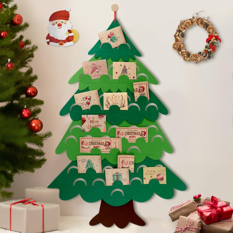 Jetec Christmas Card Holder Felt Christmas Tree Card Display Photo Holder Decorative Wall Hanging Picture Display for Xams Holiday Party Picture Gift - Image 2