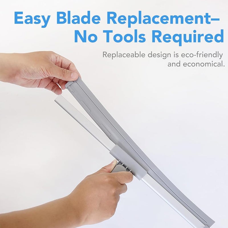 DrDirt مكنسة سيليكونية DrDirt Floor Squeegee بطول 120 سم/47 بوصة، مزودة بفرشاة ميكروفايبر لإزالة الماء والغبار من الأسطح الداخلية، تجف بسرعة - Image 5