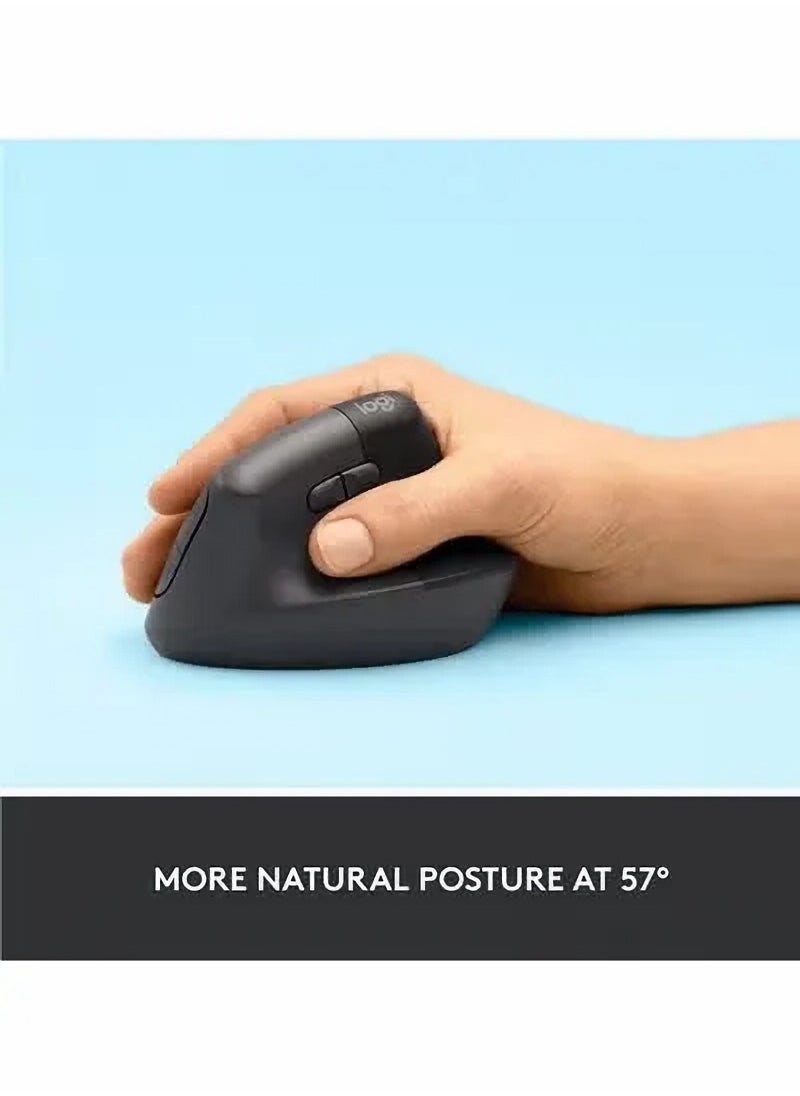 Logitech Lift Vertical Ergonomic Mouse, Logi Bolt USB Receiver, 4000 DPI Sensitivity, Multi-OS Compatibility, 10m Range, 2 Year Battery Life, Quiet Clicks & Smartwheel，Natural Handshake Position, Carpal Tunnel Prevention for Extended Desk Use  - Image 3