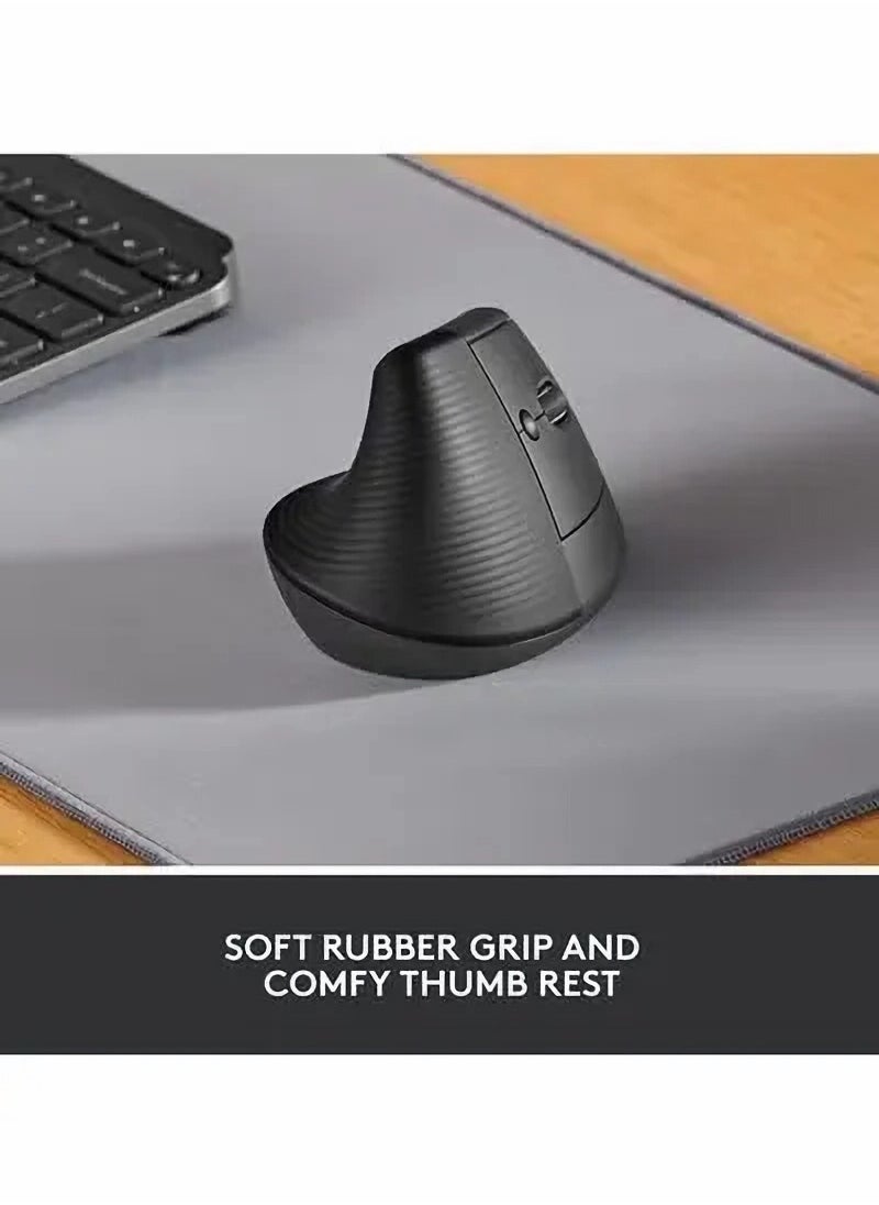 Logitech Lift Vertical Ergonomic Mouse, Logi Bolt USB Receiver, 4000 DPI Sensitivity, Multi-OS Compatibility, 10m Range, 2 Year Battery Life, Quiet Clicks & Smartwheel，Natural Handshake Position, Carpal Tunnel Prevention for Extended Desk Use  - Image 4