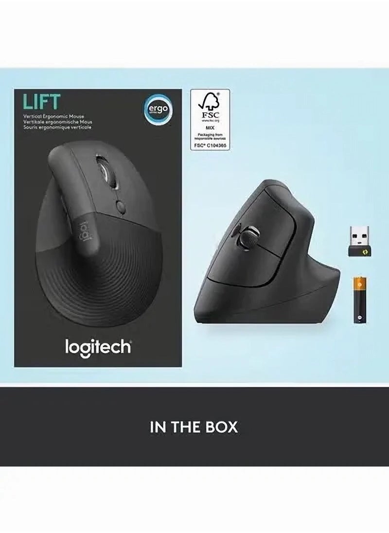 Logitech Lift Vertical Ergonomic Mouse, Logi Bolt USB Receiver, 4000 DPI Sensitivity, Multi-OS Compatibility, 10m Range, 2 Year Battery Life, Quiet Clicks & Smartwheel，Natural Handshake Position, Carpal Tunnel Prevention for Extended Desk Use  - Image 2
