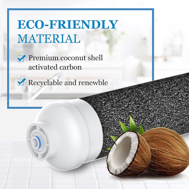 Vegebe Inline Water Filter for Ice Maker, Refrigerator, Under-Sink Reverse Osmosis Water System, Post Activated Carbon Water Filter Replacement Cartridge with 1/4-Inch Quick-Connect (Pack of 2) - Image 2