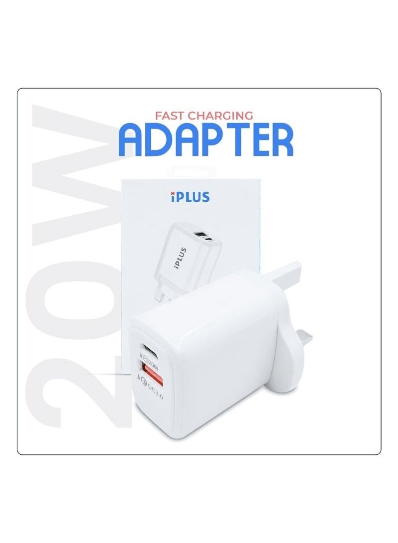 iPLUS iP-CH650 PD Charger Adapter Charger High Speed Mobile Charger 20W 3.0Amp Type-C Quick Charger UK Plug - Image 1