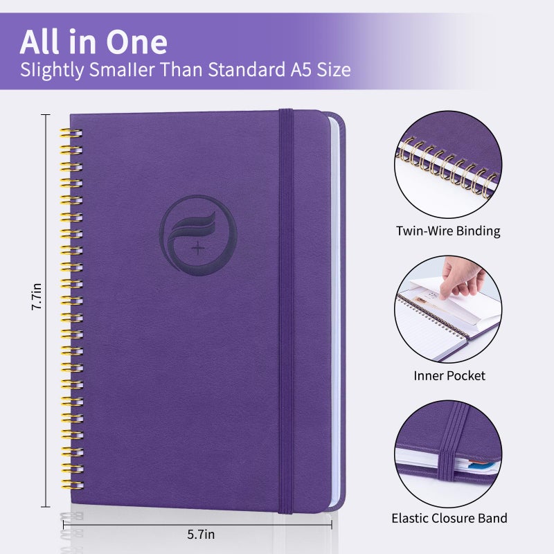 Blugool Password Book with Alphabetical Tabs, Password Keeper Book for Seniors, Individual & Colorful Tabs, Spiral Hardcover Password Notebook for Website Logins, 5.7" x 7.7", Purple - Image 3