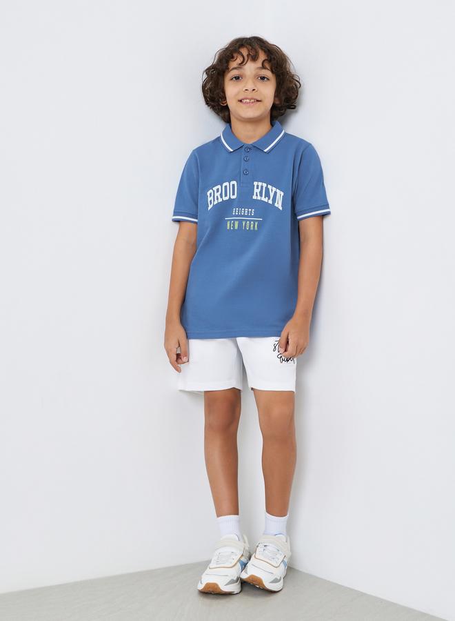 Styli Boys Blue Brooklyn Print Polo T-Shirt - Image 4