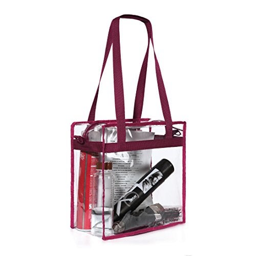 BAGAIL Clear Bags 12x6x12 Stadium Approved Clear Tote Bag with Zipper Closure Crossbody Shoulder Bag with Adjustable Strap(Burgundy) - Image 4
