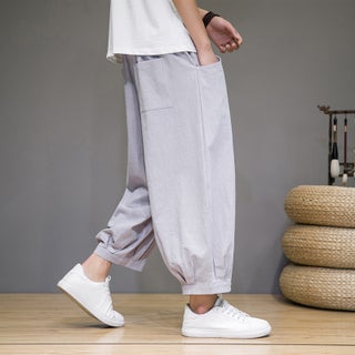 Summer Linen Ankle-length Pants Mens Wide-leg Pants Chinese Style Japanese plus size Harlan Carrot Pants Cotton and Linen Bloomers Light gray - pzsku/Z24317F1A6EEDACF48EC4Z/45/1746227821/7a87b485-a4ba-4227-a8ab-962f41eb8b00