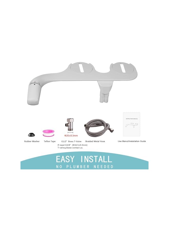 The Bros Bidet Attachment For Toilet, Ultra-Slim Bidet with Non-Electric Dual Nozzle(Frontal & Rear Wash) Adjustable Water Pressure, Fresh Water Bidet Toilet Seat Attachment,Easy to Install，Right Hand Bidet - Image 5