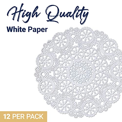 Royal Consumer Medallion Lace Round Paper Doilies, 10-Inch, Pack of 12 (B23005), White - Image 2