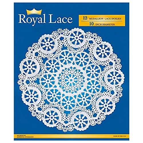 Royal Consumer Medallion Lace Round Paper Doilies, 10-Inch, Pack of 12 (B23005), White - Image 3