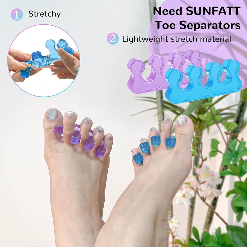 SUNFATT Toe Separators for Pedicure,Toe Separators for Women,Pedicure Toe Spacers for Separating Toenails or Nails,Easy Finger and Toenail Polish Grooming,Soft Gel Toe Spacers Pedicure Kit. - Image 3