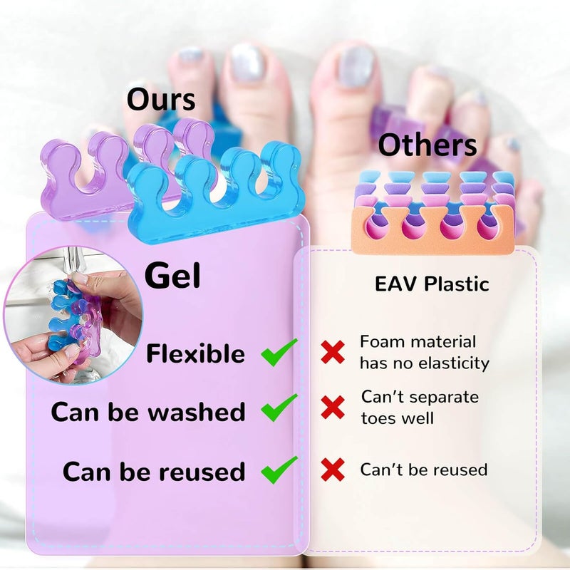SUNFATT Toe Separators for Pedicure,Toe Separators for Women,Pedicure Toe Spacers for Separating Toenails or Nails,Easy Finger and Toenail Polish Grooming,Soft Gel Toe Spacers Pedicure Kit. - Image 4