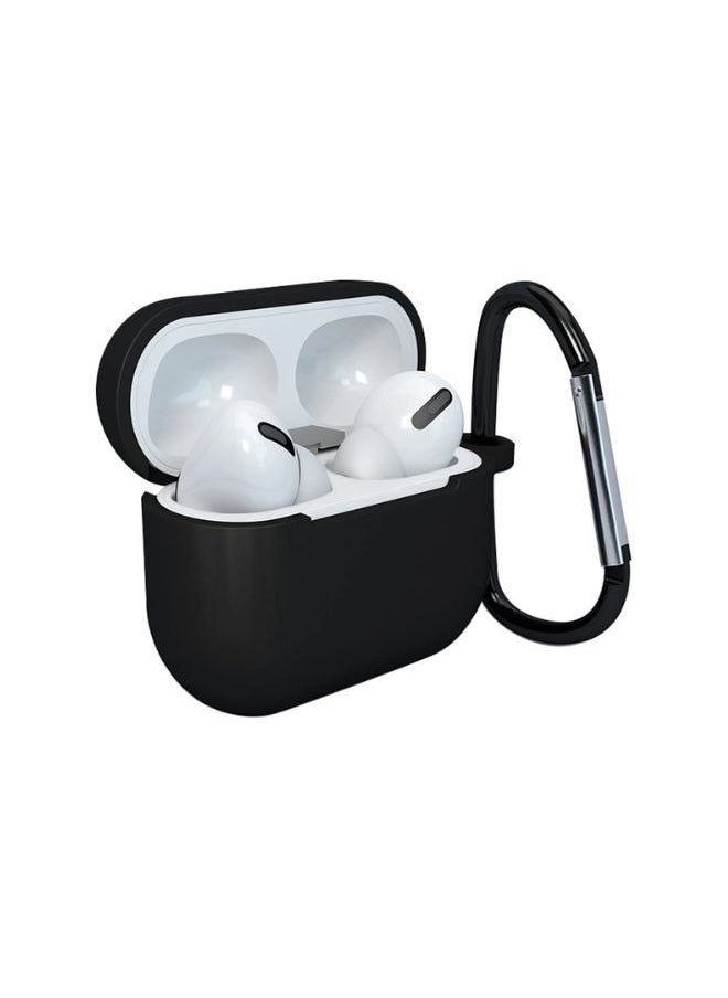 LEEKA - AirPods 3 Silicone Case with Metal Clip - Shockproof, Anti-Slip, Dust-Resistant Protective Cover with Keychain Hook for Secure Fit - Scratchproof, Durable Shell for AirPods 3rd Generation Black - Image 1