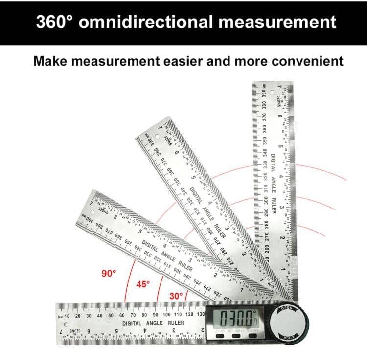 NORTOOLS Digital Angle Finder, 2 in 1 Digital Angle Gauge 7 inch/200mm Stainless steel tool kit for Carpenter/Woodworking/DIY Tools - Image 2