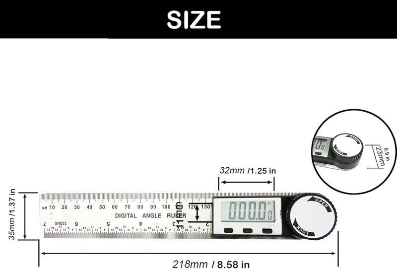 NORTOOLS Digital Angle Finder, 2 in 1 Digital Angle Gauge 7 inch/200mm Stainless steel tool kit for Carpenter/Woodworking/DIY Tools - Image 5