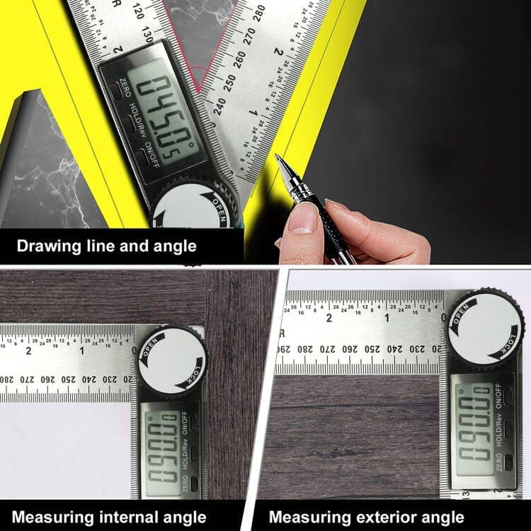 NORTOOLS Digital Angle Finder, 2 in 1 Digital Angle Gauge 7 inch/200mm Stainless steel tool kit for Carpenter/Woodworking/DIY Tools - Image 4