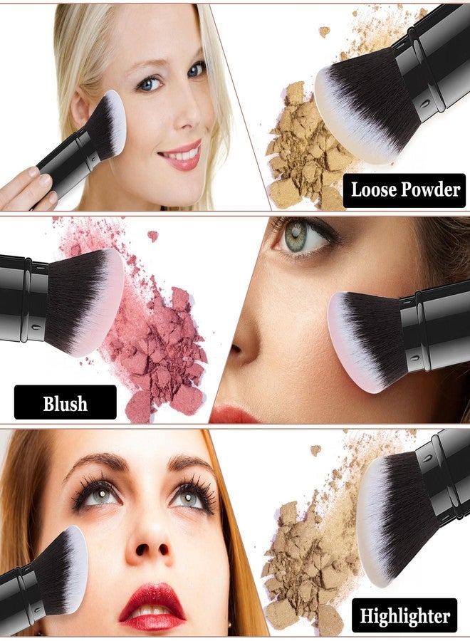 Falliny Retractable Kabuki Makeup Brush, Angled Travel Powder Blush Brush Foundation Makeup Brush with Cover for Blush, Sunscreen,Bronzer, Buffing, Concealer,Highlighter, Powder Cosmetics - Image 4