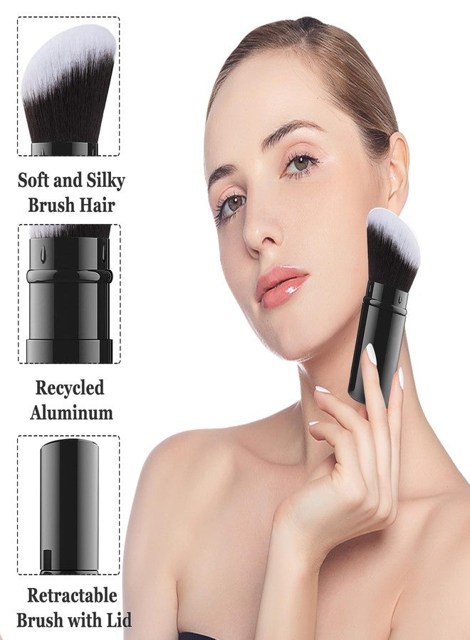 Falliny Retractable Kabuki Makeup Brush, Angled Travel Powder Blush Brush Foundation Makeup Brush with Cover for Blush, Sunscreen,Bronzer, Buffing, Concealer,Highlighter, Powder Cosmetics - Image 3