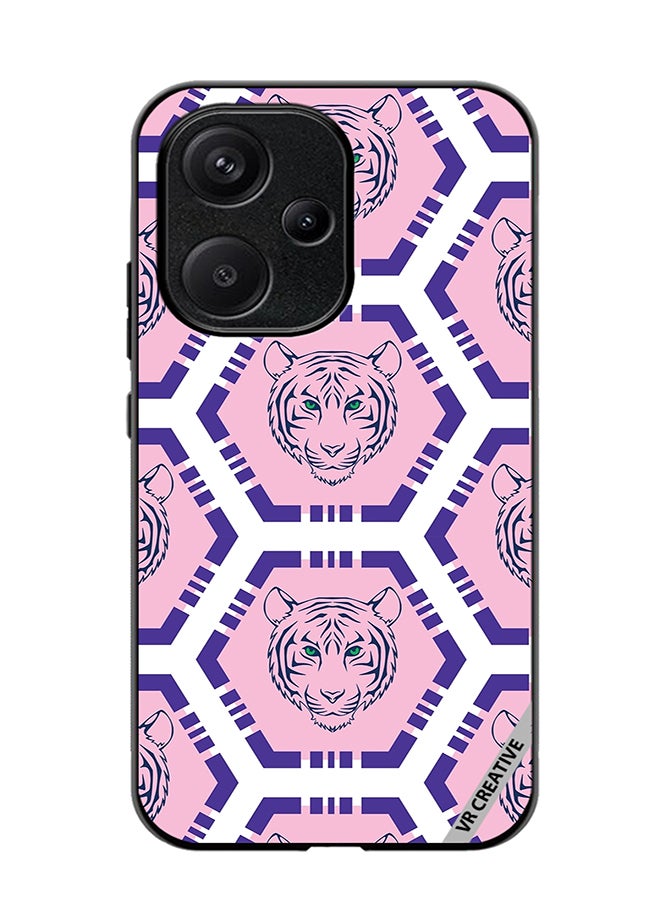 VR CREATIVE Protective Case Cover For Xiaomi Redmi 13C 5G Tiger Pink And Purple Design Multicolour - Image 1