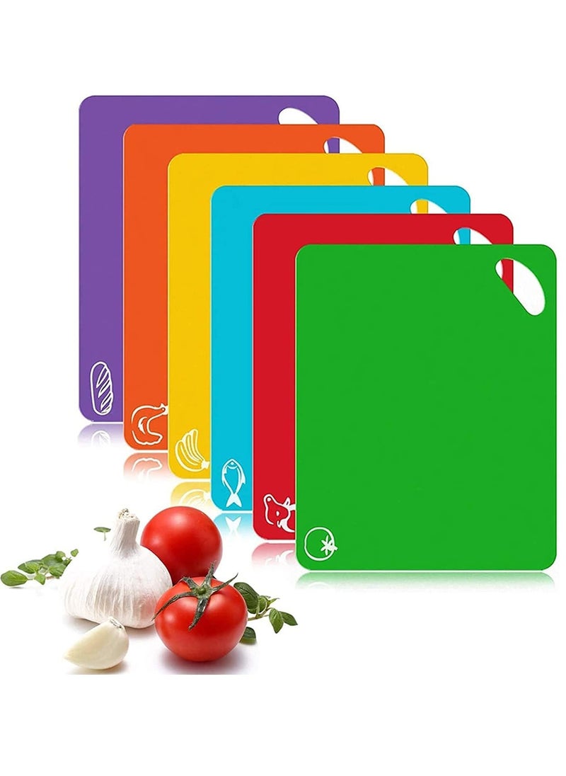 Arabest Cutting Board, 6 Pack Chopping Board Set with Food Icons and Easy-Grip Handles, Plastic Cutting Board for Kitchen, Bar, BBQ  - Image 1