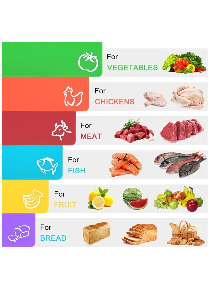Arabest Cutting Board, 6 Pack Chopping Board Set with Food Icons and Easy-Grip Handles, Plastic Cutting Board for Kitchen, Bar, BBQ  - Image 2
