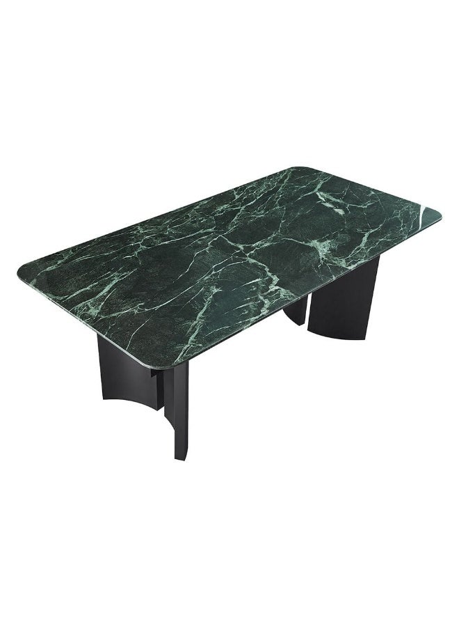 دانوب هوم Kinston 7-Piece Rectangle Dining Set | Sturdy Kitchen Dining Table With 6 Dining Chairs | 1+6 Seater Wooden Modern Design Furniture For Home Dining Room - Green Pattern  - Image 1