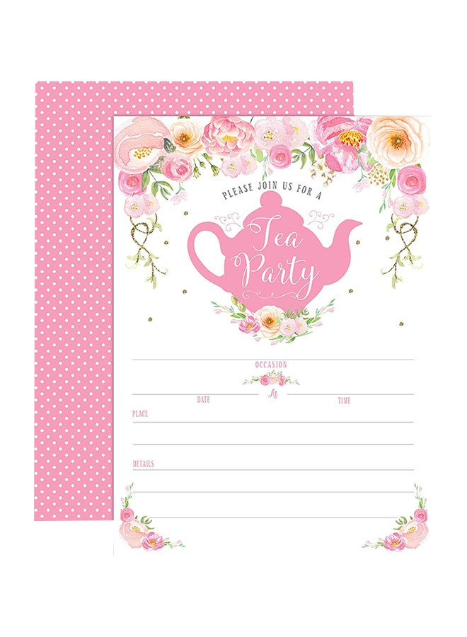 Your Main Event Prints Tea Party Invitations - Tea Party Invites for Birthday, Baby Shower, Bridal Shower, Engagement Party, Royal Princess Tea Party - 20 Invitations and White Envelopes