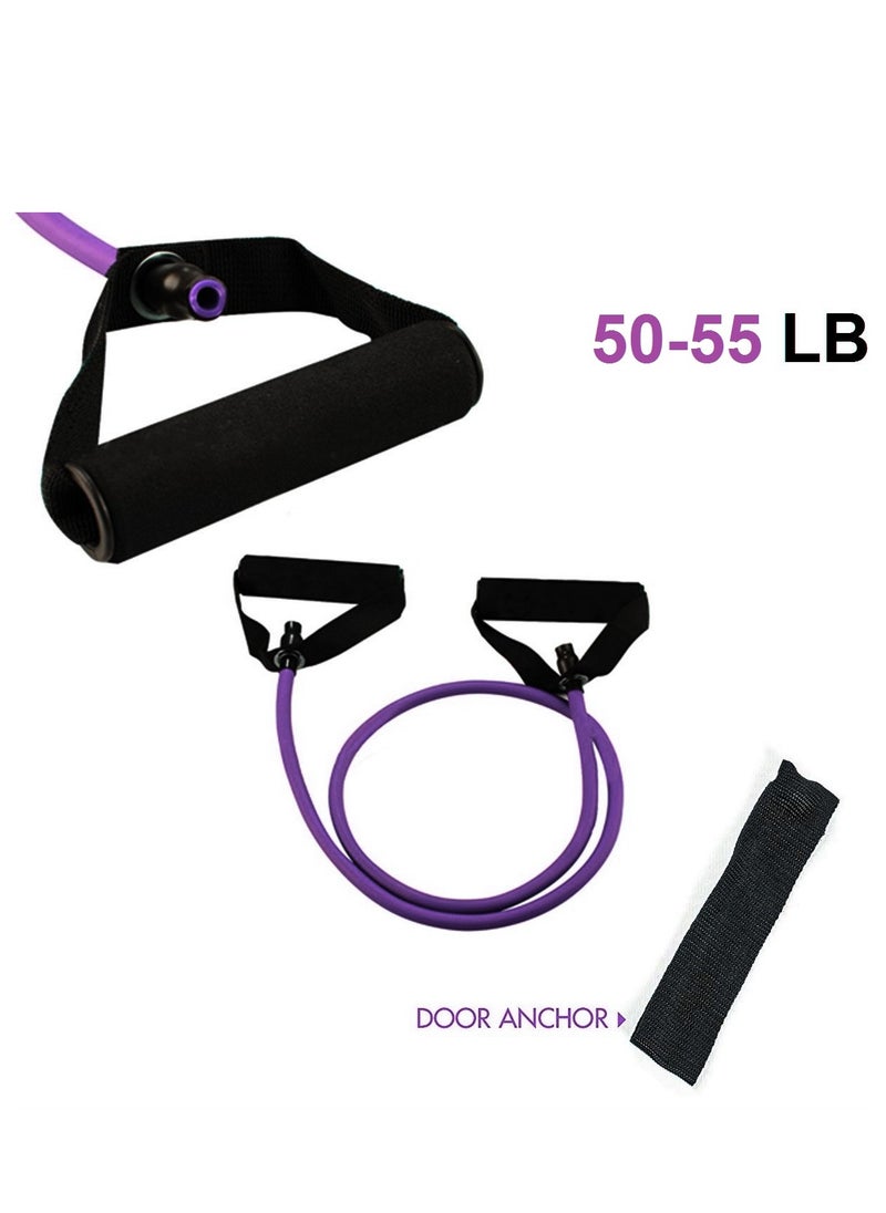Pull String For Fitness And Aerobics With Door Anchor 50-55 LB, Purple