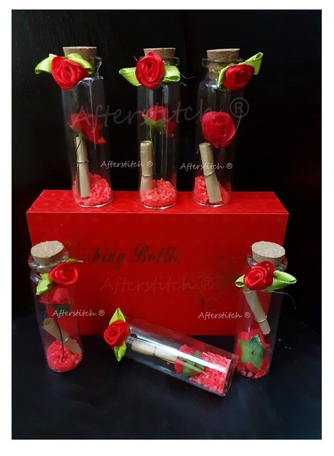 AFTERSTITCH Valentine Gifts for Girlfriend Message Bottle Set of 6 in Wooden Box (Set of 6) - Image 2
