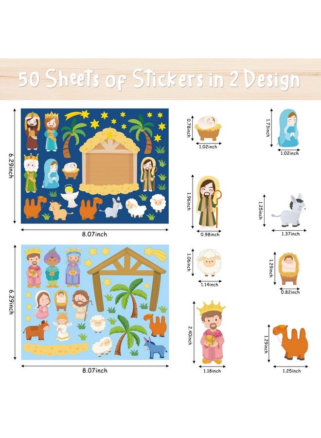 Haooryx Christmas Jesus Nativity Bible Stickers - 50 Sheet God Birth Mix and Match Stickers for Nativity Scene Kids Christmas Holiday Church Theme Party Game Gift Sunday School DIY Craft Supplies - Image 2