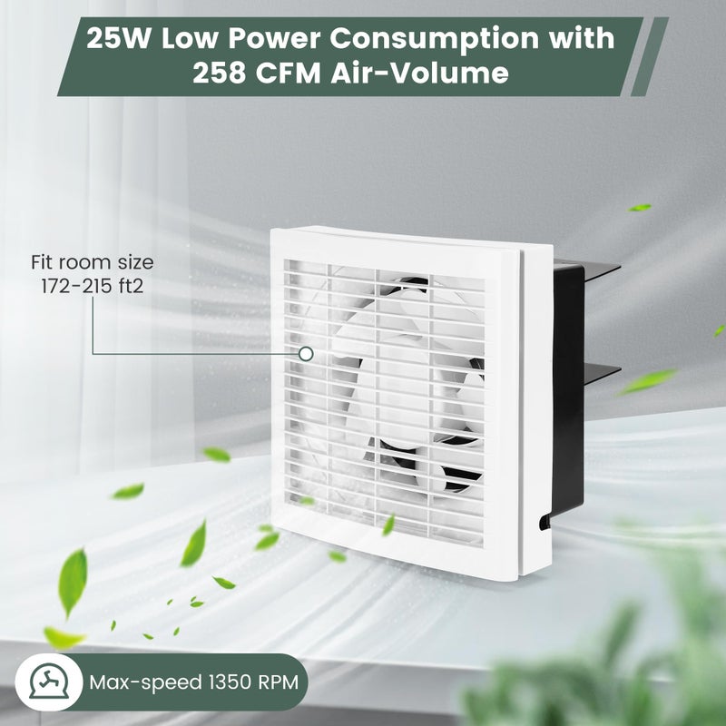 Fanspex 6" Shutter Exhaust Fan, 258CFM Window or Wall Mount Ventilation Fan for Greenhouse, Attic, Garage, Bathroom, Kitchen - Image 5