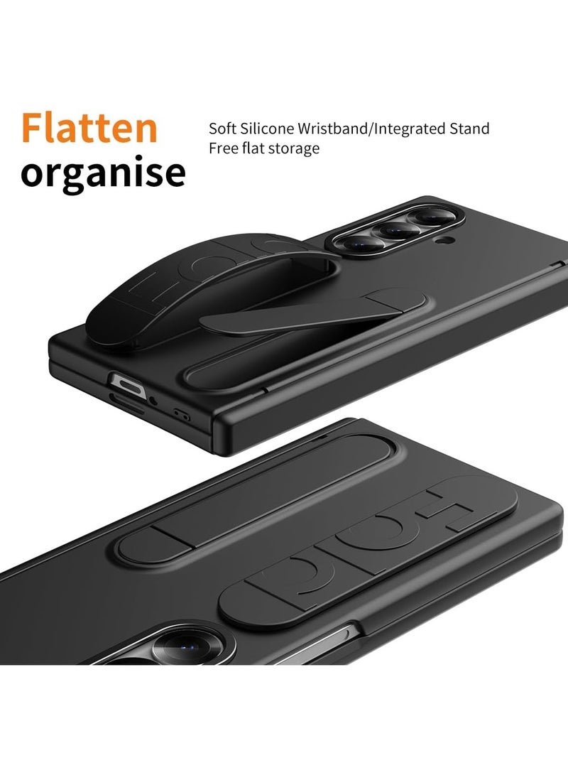 general Case for Samsung Galaxy Z Fold 7 5G Built-in Screen Protector Elastic Silicone Wrist Strap Case with Stand Hinge Protection Shockproof Case - Image 3
