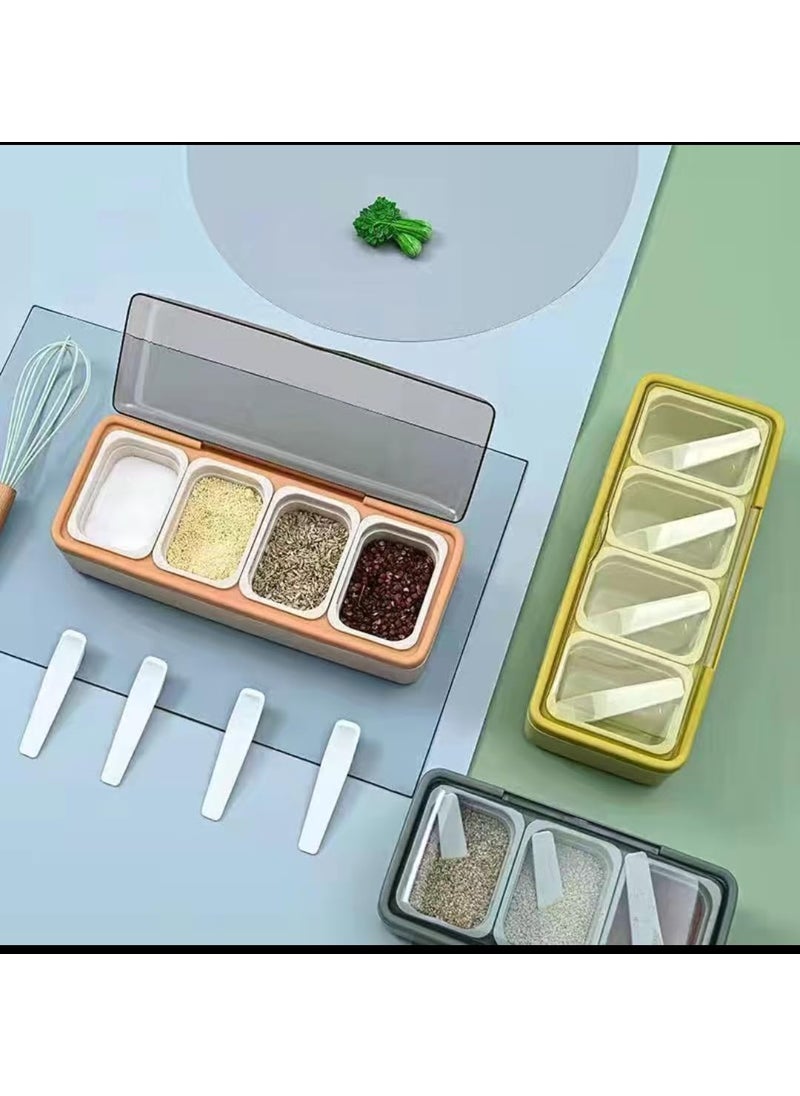 Dayalu Dayalu 4 Compartment Masala Box for Kitchen Masala Container for Kitchen Spice Jars for Kitchen Multi Storage Container for Kitchen Easy Flow Spice Storage Container with Tray spice jars  - Image 5