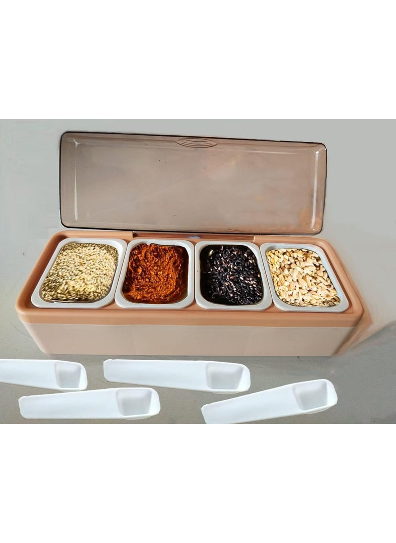 Dayalu Dayalu 4 Compartment Masala Box for Kitchen Masala Container for Kitchen Spice Jars for Kitchen Multi Storage Container for Kitchen Easy Flow Spice Storage Container with Tray spice jars  - Image 3
