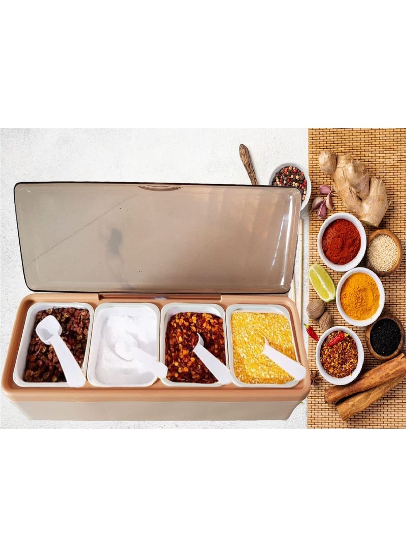 Dayalu Dayalu 4 Compartment Masala Box for Kitchen Masala Container for Kitchen Spice Jars for Kitchen Multi Storage Container for Kitchen Easy Flow Spice Storage Container with Tray spice jars  - Image 4