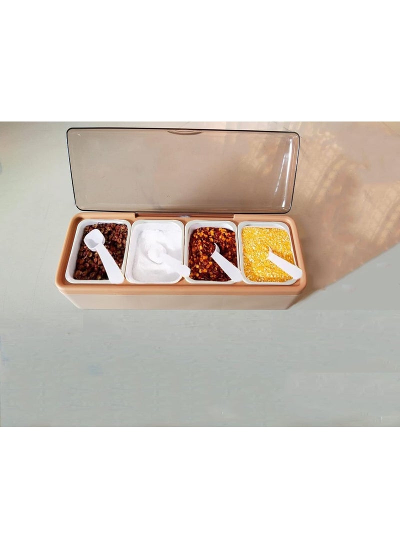 Dayalu Dayalu 4 Compartment Masala Box for Kitchen Masala Container for Kitchen Spice Jars for Kitchen Multi Storage Container for Kitchen Easy Flow Spice Storage Container with Tray spice jars  - Image 1
