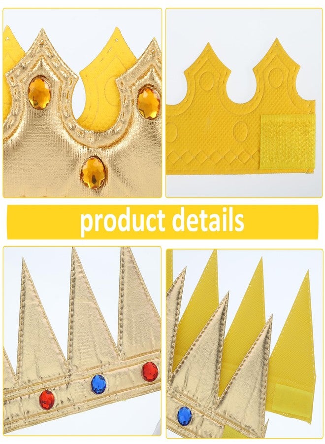 Apausvcm 2 Pcs Regal Gold King Crowns, Soft Birthday King Crown Birthdays Parties Accessory Supplies Kings Queen Crown Hat Cap with Gems Baby Shower Party Decoration (Style 10) - Image 3