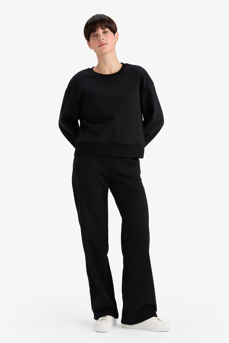 DeFacto Black Woman Straight Fit Basic High Waist Sweatpants Casual - Image 1
