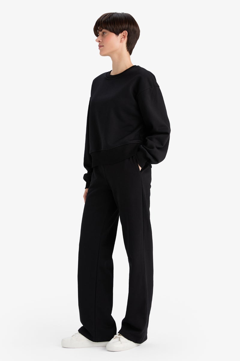 DeFacto Black Woman Straight Fit Basic High Waist Sweatpants Casual - Image 2